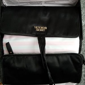 Victoria's Secret black satin makeup bag